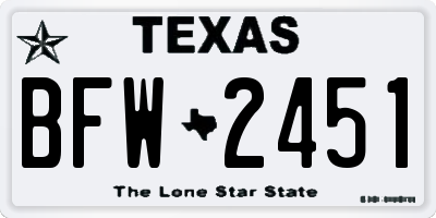 TX license plate BFW2451