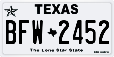 TX license plate BFW2452