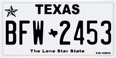 TX license plate BFW2453
