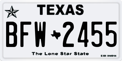 TX license plate BFW2455