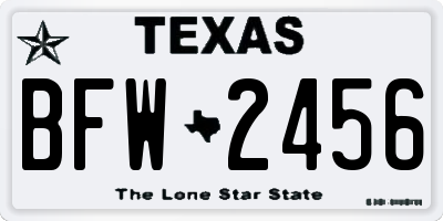 TX license plate BFW2456