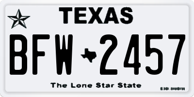 TX license plate BFW2457