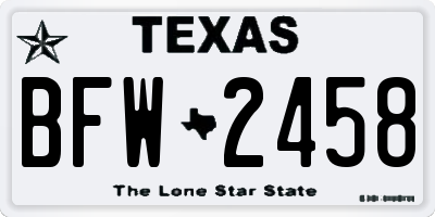 TX license plate BFW2458