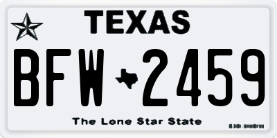 TX license plate BFW2459