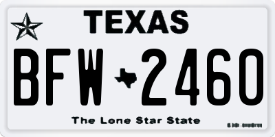 TX license plate BFW2460