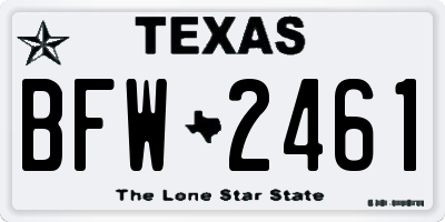 TX license plate BFW2461