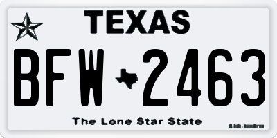 TX license plate BFW2463