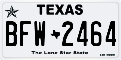 TX license plate BFW2464