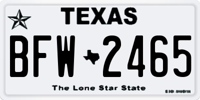 TX license plate BFW2465