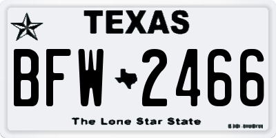 TX license plate BFW2466