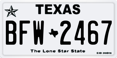 TX license plate BFW2467
