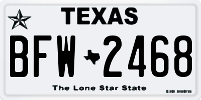 TX license plate BFW2468