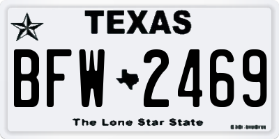 TX license plate BFW2469