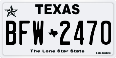 TX license plate BFW2470