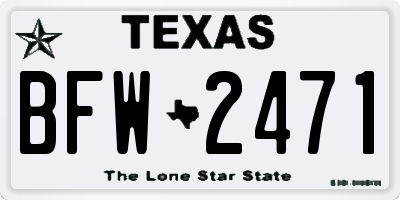 TX license plate BFW2471