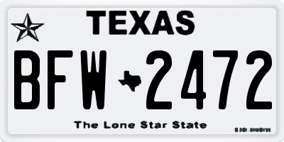 TX license plate BFW2472
