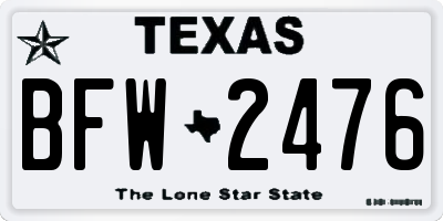 TX license plate BFW2476