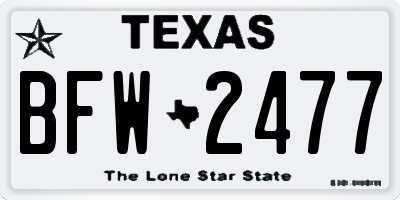 TX license plate BFW2477
