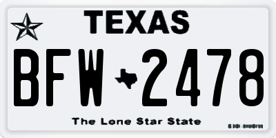 TX license plate BFW2478