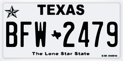 TX license plate BFW2479