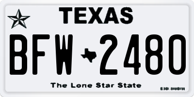 TX license plate BFW2480