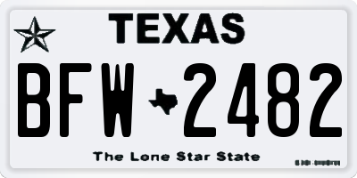 TX license plate BFW2482
