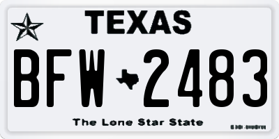 TX license plate BFW2483
