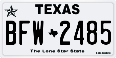 TX license plate BFW2485