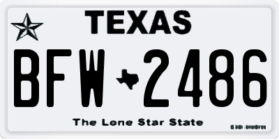 TX license plate BFW2486