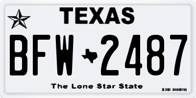 TX license plate BFW2487
