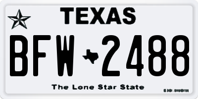 TX license plate BFW2488