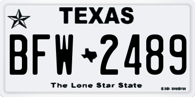 TX license plate BFW2489
