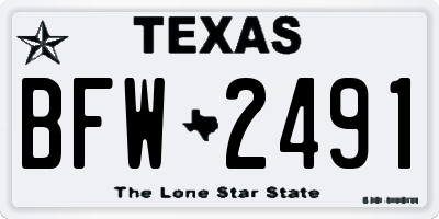 TX license plate BFW2491