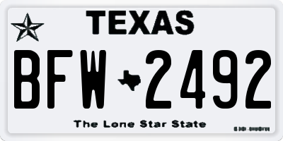 TX license plate BFW2492