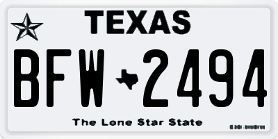 TX license plate BFW2494
