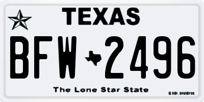 TX license plate BFW2496