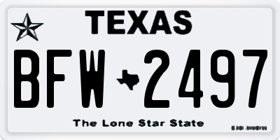 TX license plate BFW2497