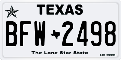 TX license plate BFW2498