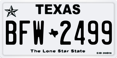 TX license plate BFW2499