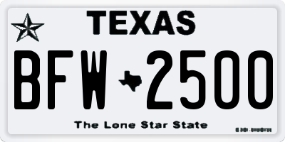 TX license plate BFW2500