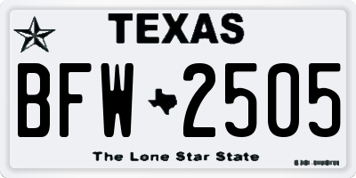 TX license plate BFW2505