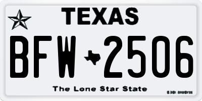 TX license plate BFW2506