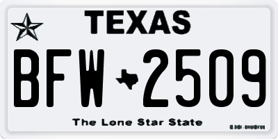 TX license plate BFW2509