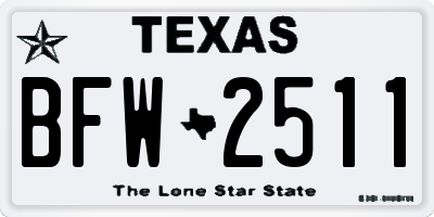 TX license plate BFW2511