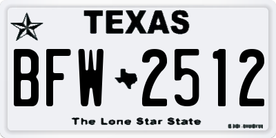 TX license plate BFW2512