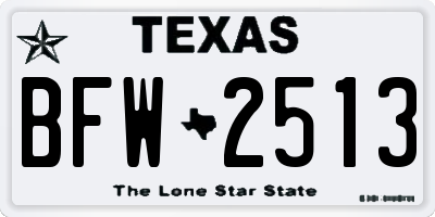 TX license plate BFW2513