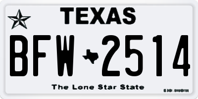 TX license plate BFW2514