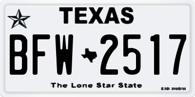 TX license plate BFW2517