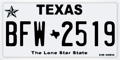TX license plate BFW2519