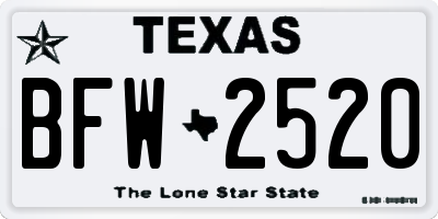 TX license plate BFW2520